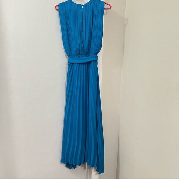 Zara Blue Wrapped Pleated Cross-Neck Halter Dress Size Medium - Picture 12 of 12